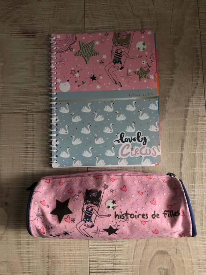 Lot cahier de textes et trousse Histoires des filles