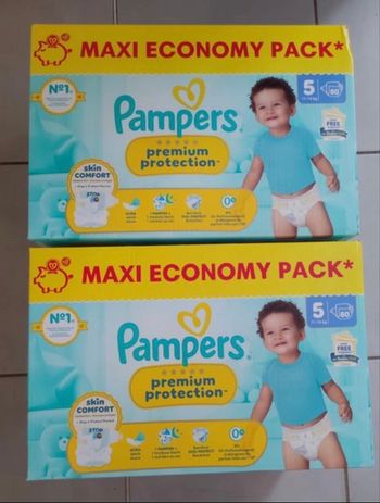 Lot de 2 cartons couches Pampers taille 5