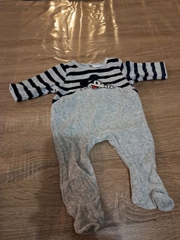 Pyjama gris rayé Mickey 1 mois