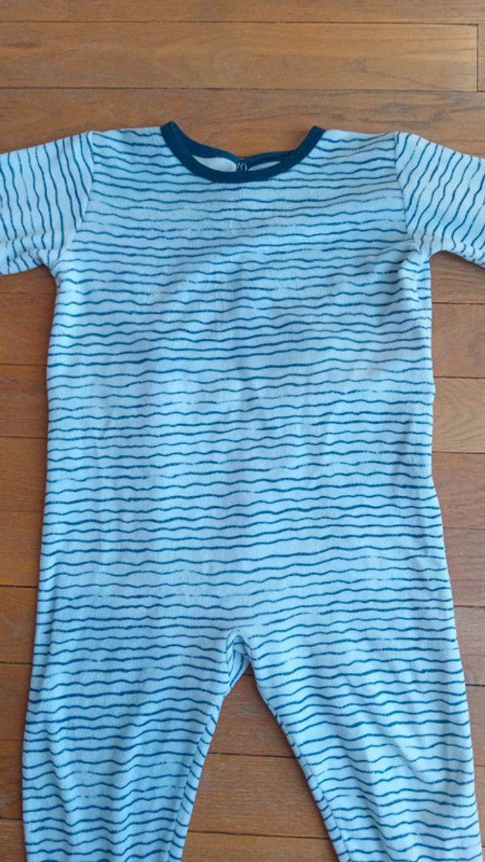 Pyjama marinière velours garçon fille Petit Bateau 24 mois - photo numéro 2