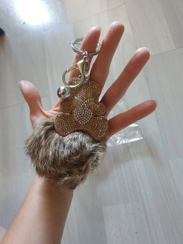 Sublime porte clefs neuf pompon nounours breloques vintage