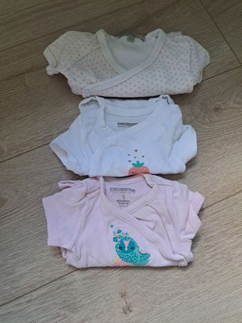 Lot de 3 bodies MC 1 mois