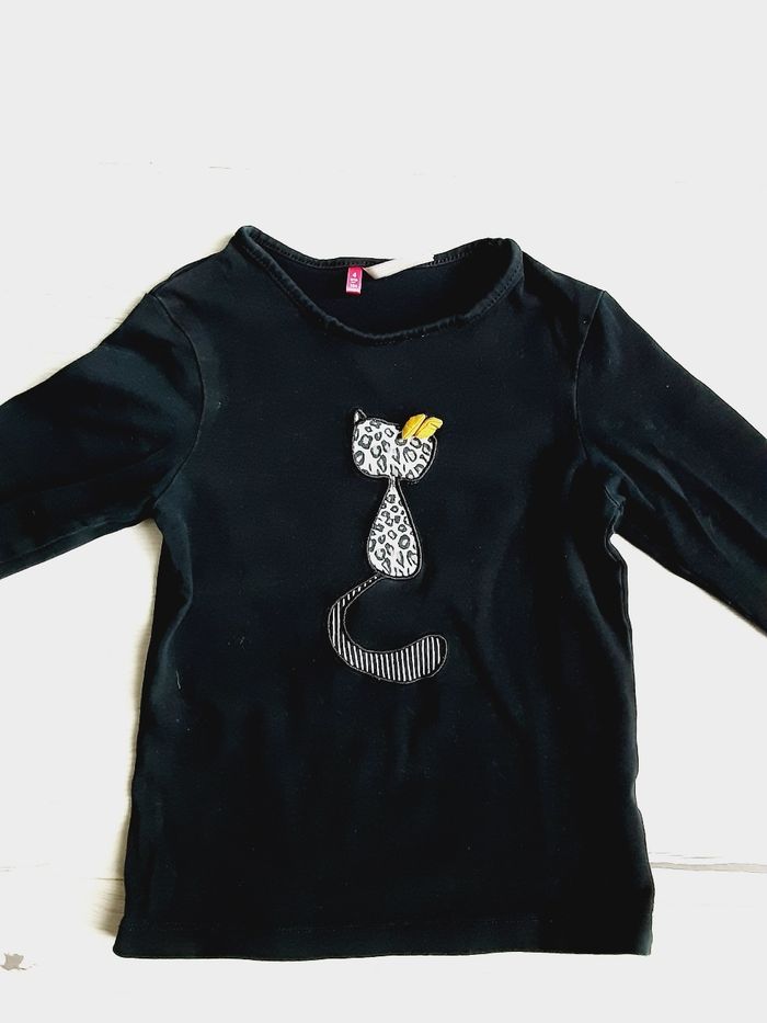 Vêtement fille tee-shirt manches longues Orchestra motif chat 4 ans - photo numéro 2