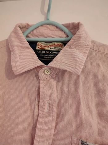 Chemise rayée petrol rose/ blanc