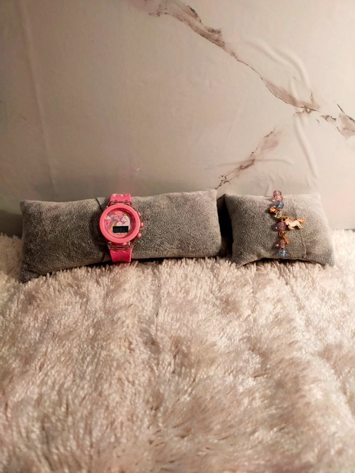 Ensemble bracelet montre électronique en silicone rose Nairobi - photo numéro 6