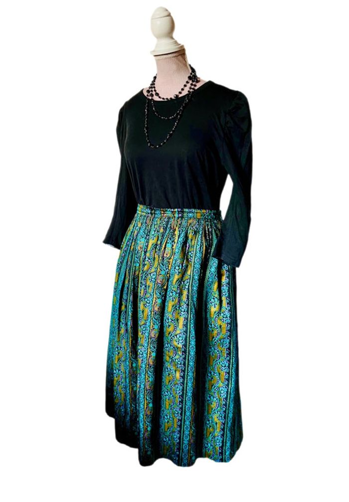 🖤🌿Jupe en coton vintage 42/44 Alpen Trachten Boho Autumn cottagecore whimsigoth long skirt🌿🖤 - photo numéro 4