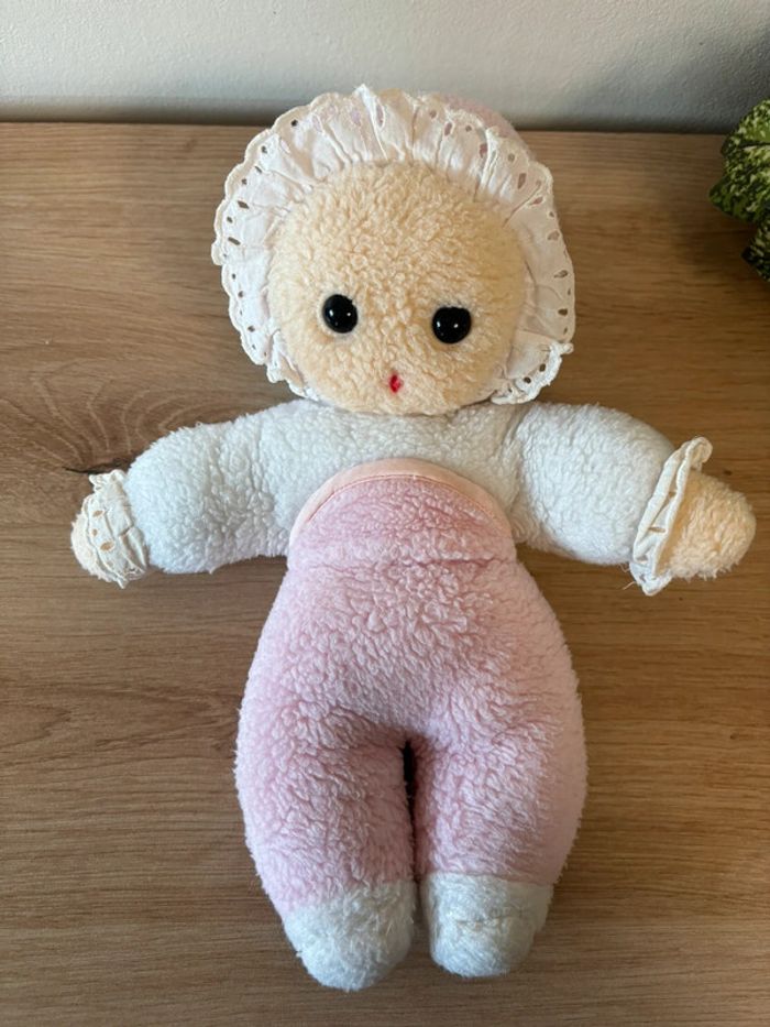 Peluche vintage poupée blanc rose nounours 29 cm - photo numéro 2