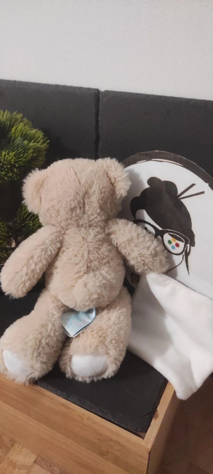 Peluche mouchoir ours Baby nat Pap'ours miel BN0486 doudou beige blanc Écharpe - photo numéro 2