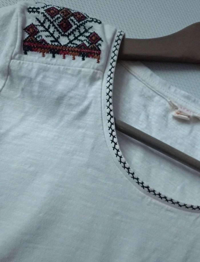 T-shirt blanc brodé Esprit M - photo numéro 2