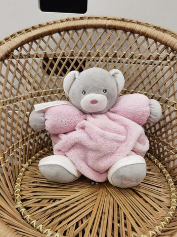 Doudou Kaloo Ours Gris Plume Rose clair