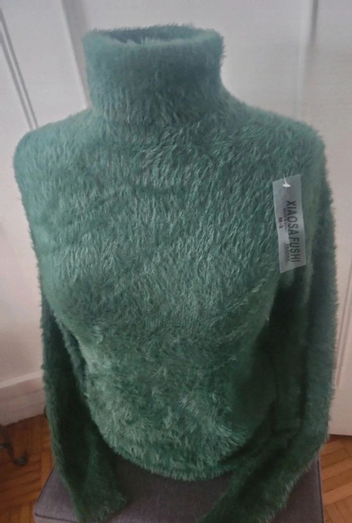 Pull col roulé vert sapin - photo numéro 2