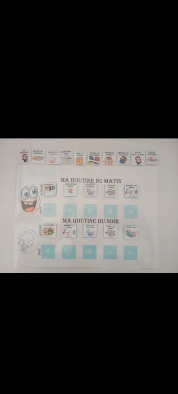 Fiche d'activité plastifiée ma routine du matin et du soir pour garçon