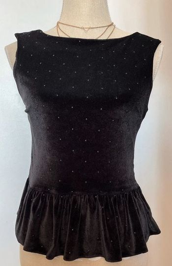 Top péplum imitation velours taille 36-38 s-m lipsy