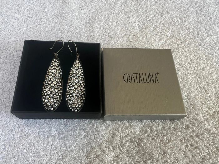 boucles d oreilles larme transparentes en cristal acrylique swarovski neuf 300 287 00 - photo numéro 2