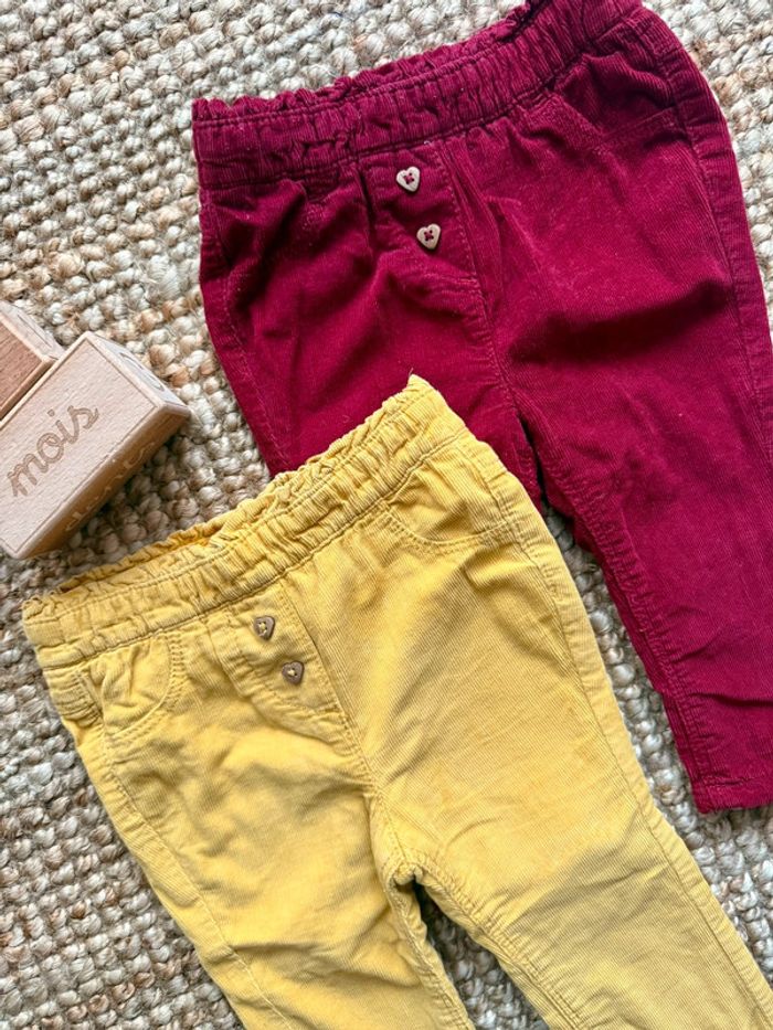 Lot pantalons velours côtelé TAO 6mois / 68cm - photo numéro 2