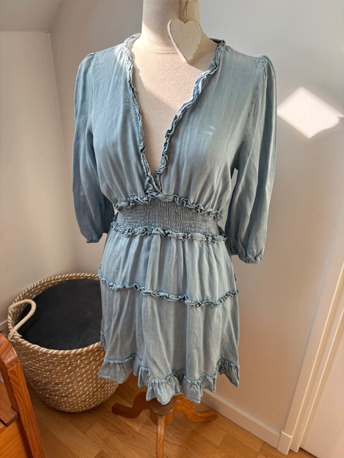 Robe manches 3/4 en coton couleur jean - Kilky - M/L - photo numéro 3