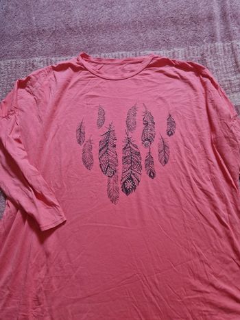 Tee-shirt manches 3/4 rose orangé