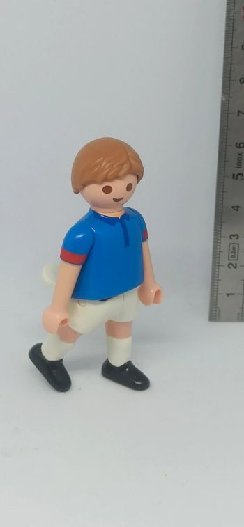 Homme joueur de football français bleu playmobil