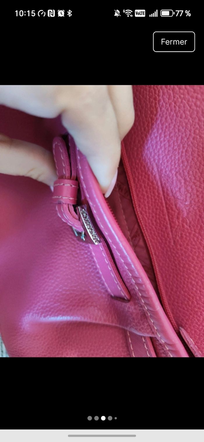 sac longchamp cuir rose - photo numéro 3