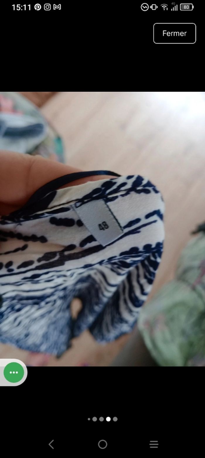 Tunique fluide 48 motifs bleu et blanc c78 - photo numéro 9