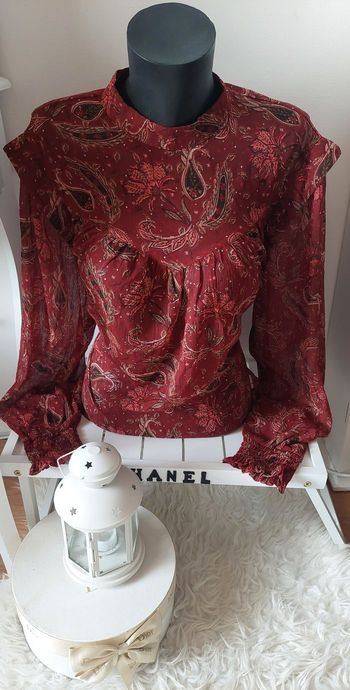 Blouse transparente bordeaux avec motifs légère T.L Kiabi TBE 🍁