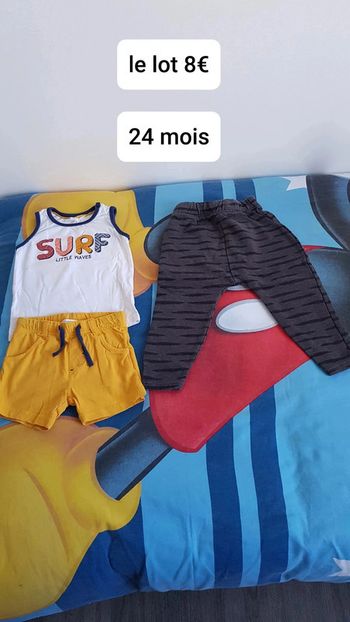 Lot ensemble short + 1 pantalon garçon taille 24 moos