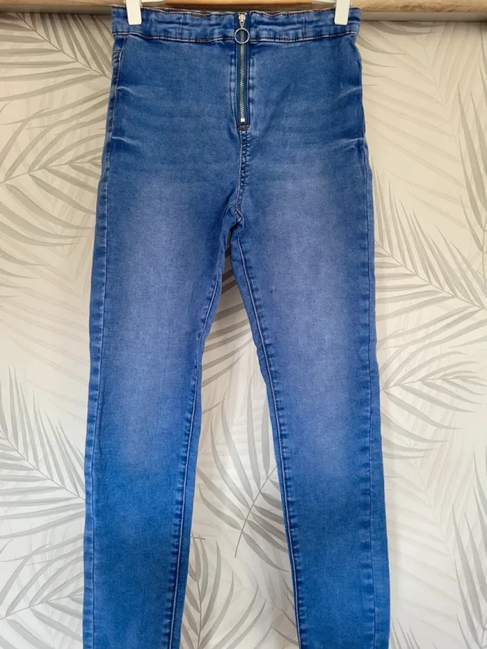 Jean taille haute fille 12-13 ans bleu - photo numéro 2