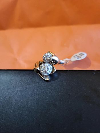 Bague double fleur Strass - Taille 60