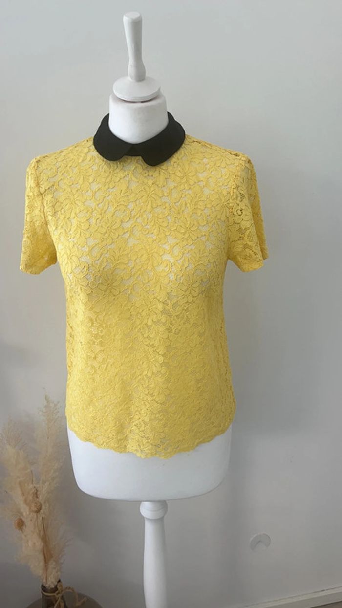 Blouse dentelle col Claudine Zara XS