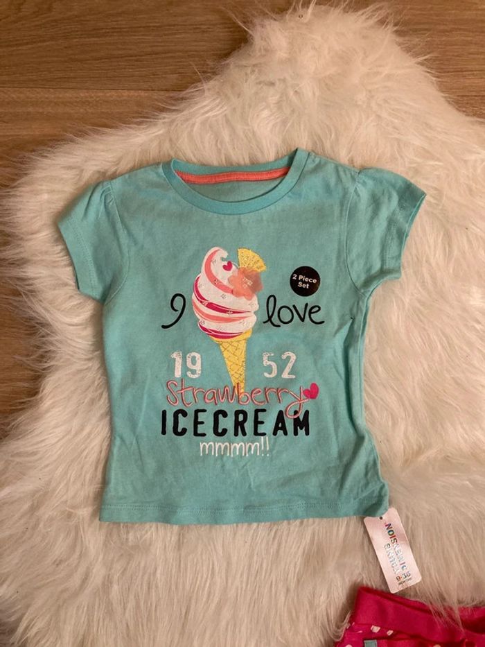 Ensemble teeshirt short Été Fille Primark – tout neuf avec étiquette 18/24 mois (2 ans) - photo numéro 3