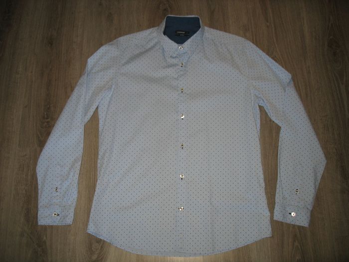 CHEMISE ML BLEU CLAIR PETITS MOTIFS "IN EXTENSO" - TAILLE L - n°03