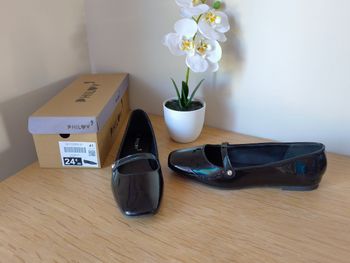 🌺 Ballerines à boucle - Noir vernis - Philov - P41 🌺