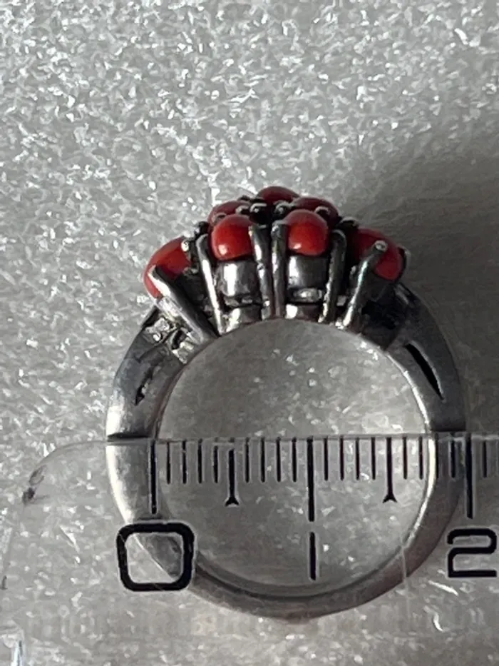 Bague ancienne en argent et corail rouge - photo numéro 10