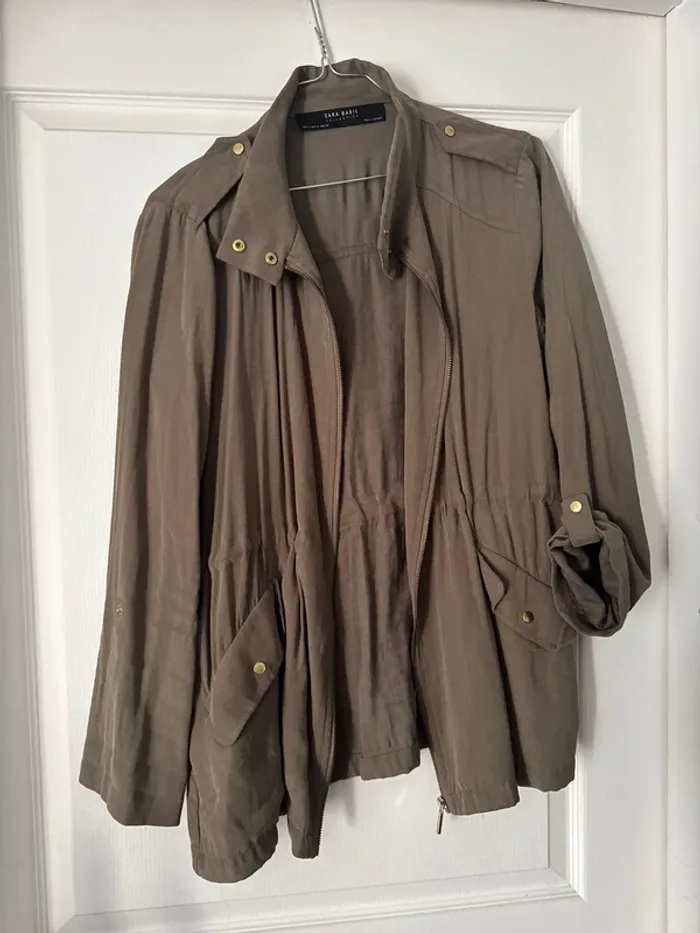 Veste saharienne neuve kaki boutons pression dorés ceinture taille