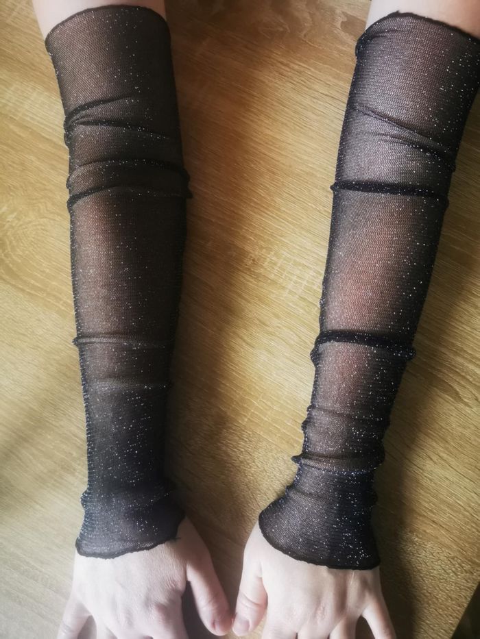 Paire de manche Paillette taille unique noir  **N E U F** gothique rave vintage - photo numéro 2