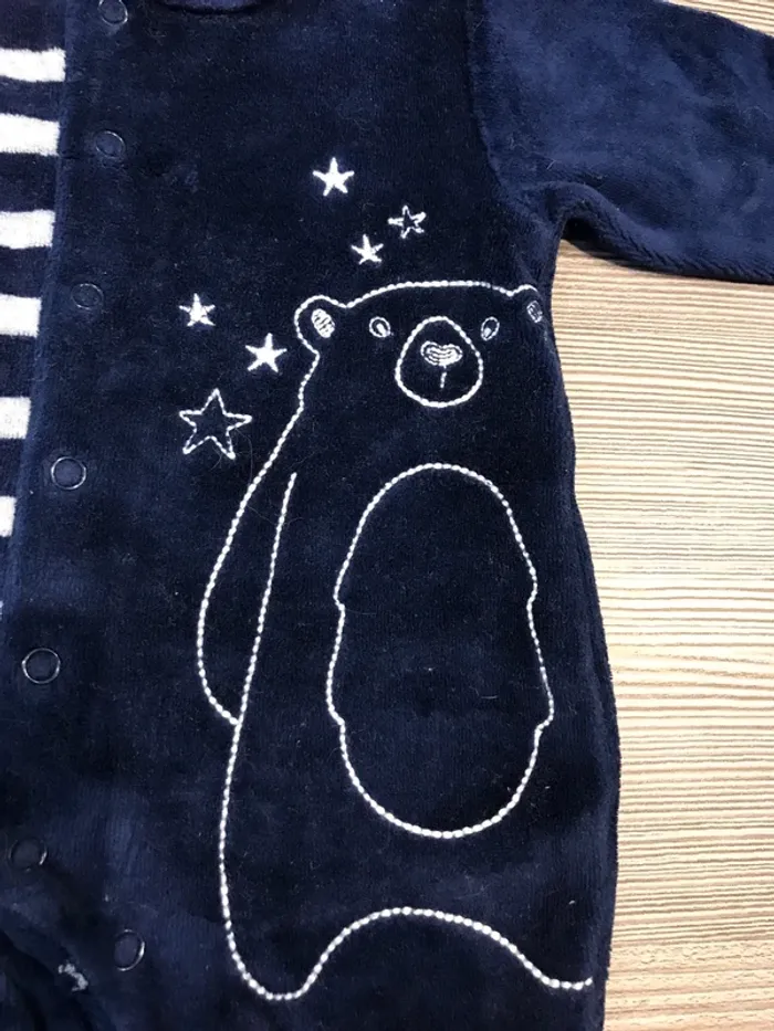 Pyjama velours garçon 1 mois Z Grain de blé - photo numéro 2