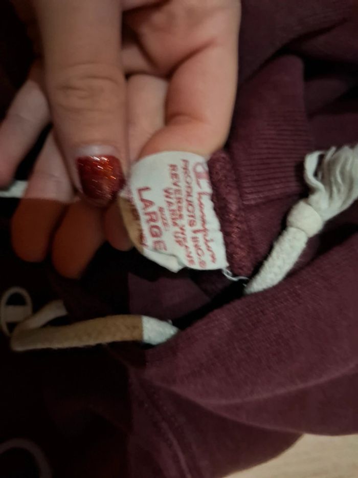 Pull a capuche rouge bordeaux homme marque champions taille large - photo numéro 3