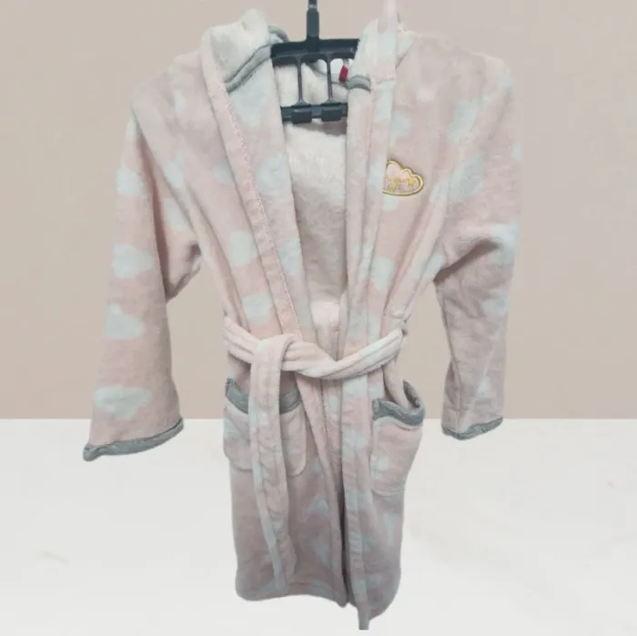 Peignoir doux rose & blanc - Orchestra - Taille 10 ans