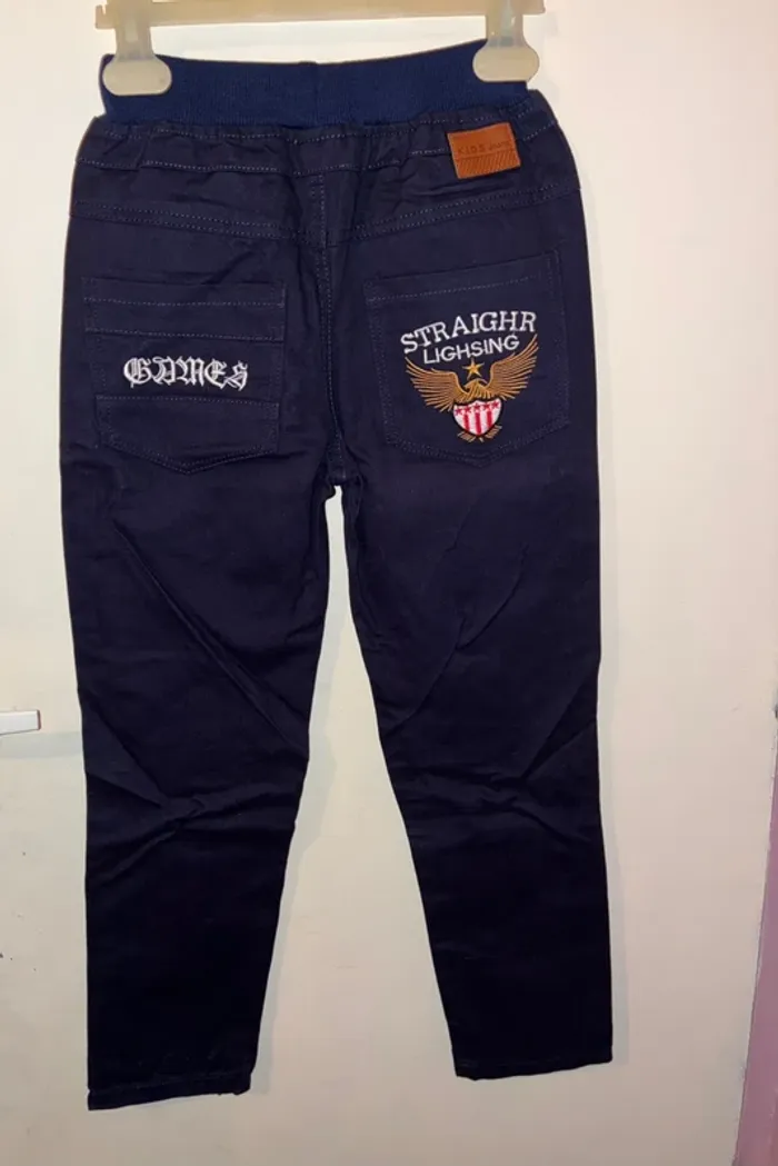 Pantalon brodé style cargo, 160 (13/14), sans marque, neuf sans étiquette. - photo numéro 4