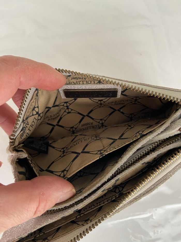 Portefeuille / Pochette Lollipops Atelier - Cuir Irisé Champagne / Argent - photo numéro 6