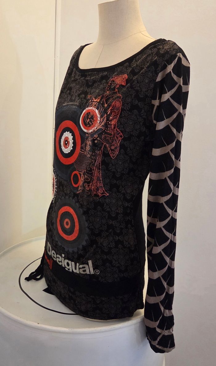 Haut DESIGUAL Femme XL – Imprimé graphique & détails sequins – Style bohème chic - photo numéro 5