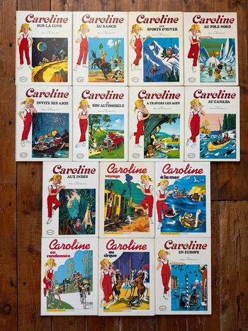 TBE - Lot de 14 livres Caroline bd Grands albums Hachette anciens vintage blanc