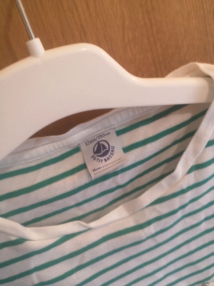 Robe Petit Bateau ligné en vert et blanc 12 ans - photo numéro 6