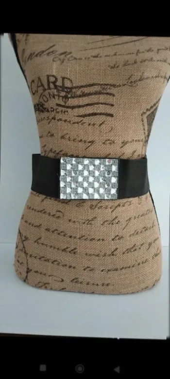 Ceinture élastique verte argenté femme 80 cm