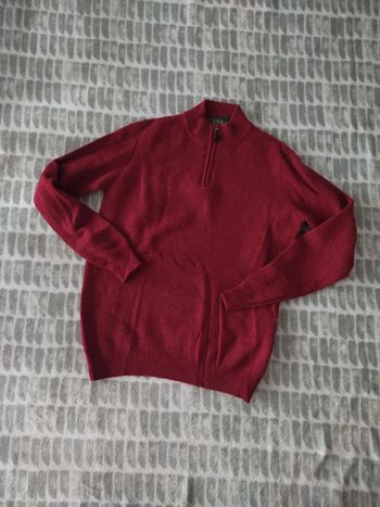 Pull bordeaux Col montant zippé pur laine d'agneau Little Paines 12 ans