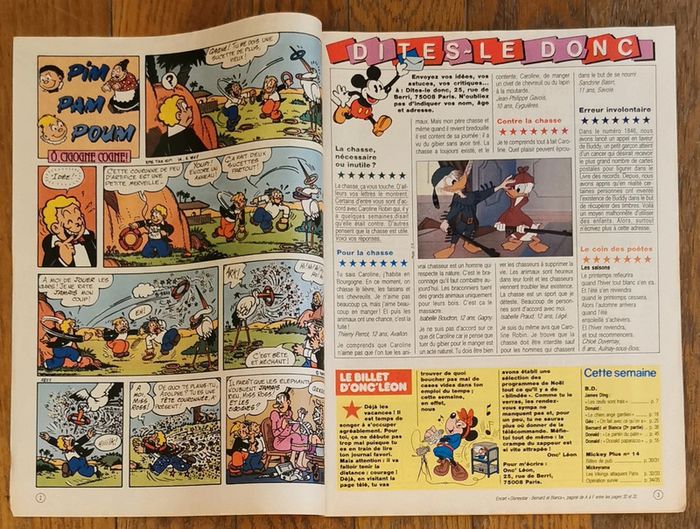 Ancien journal de mickey avec cadeau disney star Bernard et Bianca 1987 N°1851 vintage - photo numéro 3
