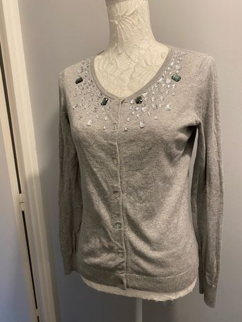 Gilet camaïeu col strass 36