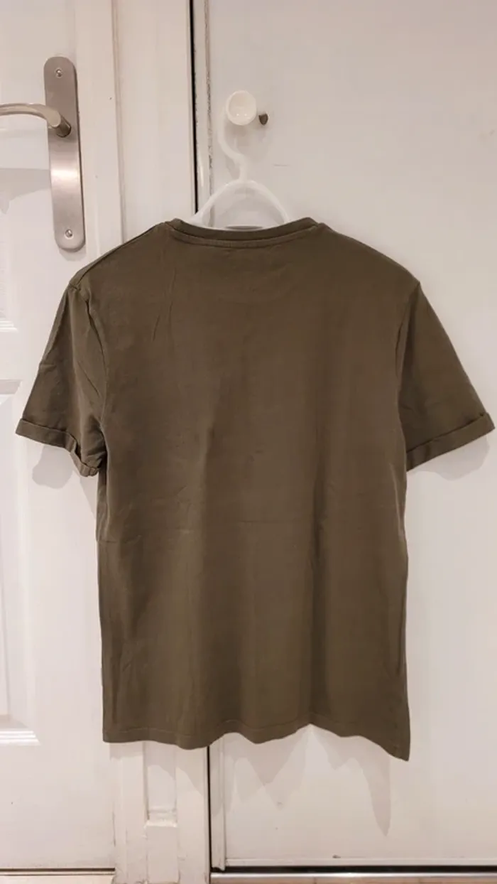 T-shirt kaki manches courtes col rond 100% coton - photo numéro 2