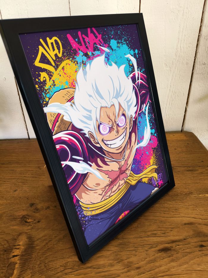 Affiche poster A4 (21×29,7 cm) Luffy Gear 5 One Piece manga street art déco murale chambre gaming - photo numéro 2