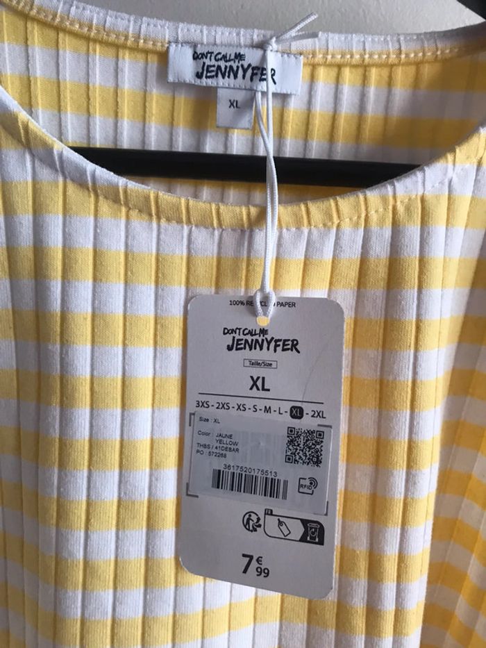 Haut jaune à rayures blanche croptop - photo numéro 3